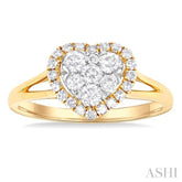 1/2 Ctw Heart Shape Lovebright Round Cut Diamond Engagement Ring in 14K Yellow & White gold